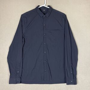 Lululemon Shirt Adult‎ Large Black Long Sleeve Button Up Logo Mens